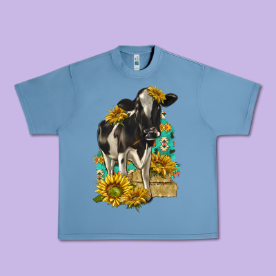 Sunflowers Cow Urban Heavy Tee Designed By Texasbilliewilder