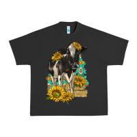 Pigment Black Sunflowers Cow Urban Heavy Tee - texasbilliewilder