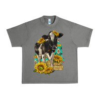 Tornado Sunflowers Cow Urban Heavy Tee - texasbilliewilder