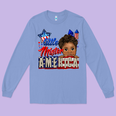 Little Mister America Black Boy Long Sleeve Tee Designed By Cowgirlartshop
