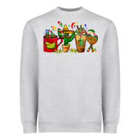 Heather Grey Mexico Coffee Cups With Cactus Sombrero And Maraca Heavyweight Sweatshirt - FaDigitalArtStudio