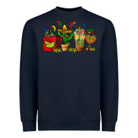 Navy Mexico Coffee Cups With Cactus Sombrero And Maraca Heavyweight Sweatshirt - FaDigitalArtStudio