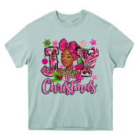 Pink Christmas Joy Black Woman Heavy Core Tee | Teevron