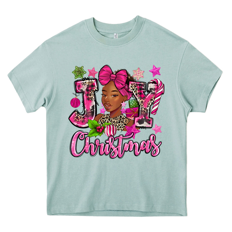 Pink Christmas Joy Black Woman Heavy Core Tee by MaliasSmallBusiness | Teevron