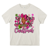 Cream pink christmas joy black woman Heavy Core Tee - MaliasSmallBusiness