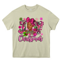 Mossy pink christmas joy black woman Heavy Core Tee - MaliasSmallBusiness