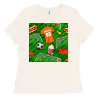 Bone soccer ball uniform and shoes seamless pattern Ladies Tee - BundleAndBundleShop