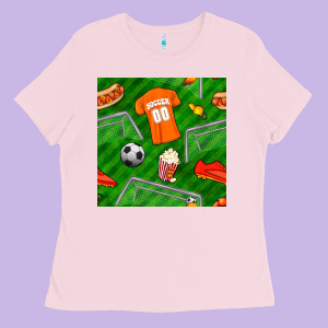 Soccer Ball Uniform And Shoes Seamless Pattern Ladies Tee Designed By Bundleandbundleshop
