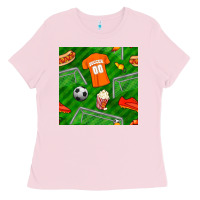 Bubblegum Pink soccer ball uniform and shoes seamless pattern Ladies Tee - BundleAndBundleShop