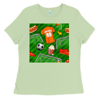 Matcha soccer ball uniform and shoes seamless pattern Ladies Tee - BundleAndBundleShop