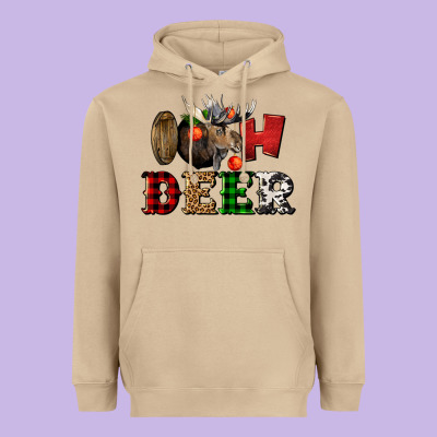 Oh Deer Christmas Heavyweight Hoodie Designed By Lillyallendesigns
