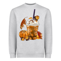 Heather Grey Pumpkin Spice Coffee Heavyweight Sweatshirt - FaDigitalArtStudio