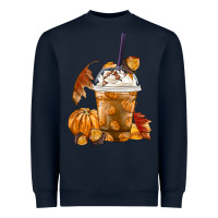 Navy Pumpkin Spice Coffee Heavyweight Sweatshirt - FaDigitalArtStudio