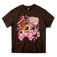 Chocolate Brown reindeer head christmas Heavy Core Tee - MaliasSmallBusiness