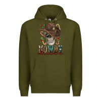 Army Green howdy christmas skull Premium Hoodie - FaDigitalArtStudio