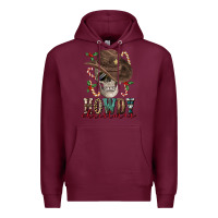 Burgundy howdy christmas skull Premium Hoodie - FaDigitalArtStudio