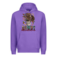 Purple howdy christmas skull Premium Hoodie - FaDigitalArtStudio
