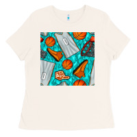 Bone basketball uniform and hoop seamless pattern Ladies Tee - BundleAndBundleShop