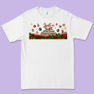 Just A Girl Who Loves Christmas Libbey Glass Premium Tee Designed By Bundleandbundleshop