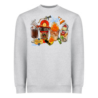 Heather Grey Firefighter Coffee Cups Heavyweight Sweatshirt - FaDigitalArtStudio