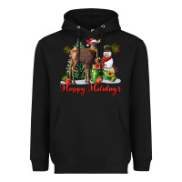 Black happy holidays baby deer Heavyweight Hoodie - LillyAllenDesigns