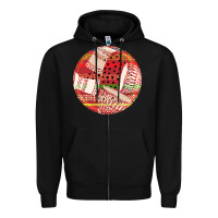 Black african fabric pattern round earrings 2 Zipper Hoodie - BundleAndBundleShop