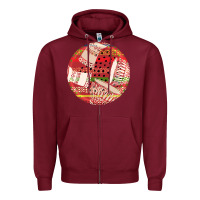 Burgundy african fabric pattern round earrings 2 Zipper Hoodie - BundleAndBundleShop