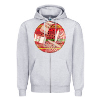 Heather Grey african fabric pattern round earrings 2 Zipper Hoodie - BundleAndBundleShop