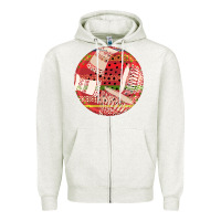 Oatmeal Heather african fabric pattern round earrings 2 Zipper Hoodie - BundleAndBundleShop