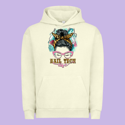 Nail Tech Life Messy Bun Urban Hoodie Designed By Barkaloodesign