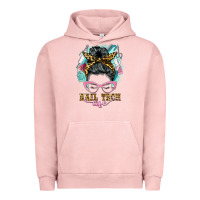 Pigment Salmon nail tech life messy bun Urban Hoodie - BarkalooDesign