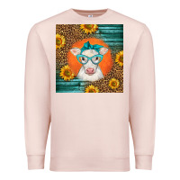 Pale Pink charolais cow Premium Sweatshirt - LillyAllenDesigns