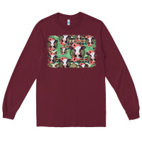 Burgundy baby cow floral aztec background Long Sleeve Tee - Jasminsmagicworld