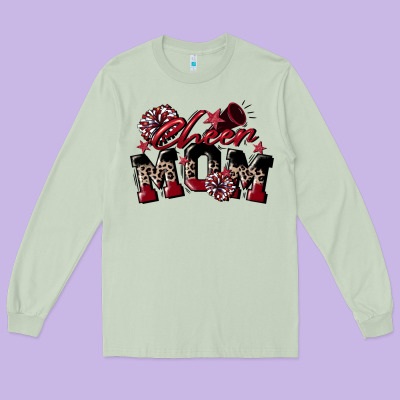 Cheer Mom  Maroon Long Sleeve Tee Designed By Cowgirlartshop