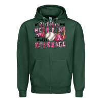 Sports Green in october we wear pink and watch  baseball Zipper Hoodie - FaDigitalArtStudio