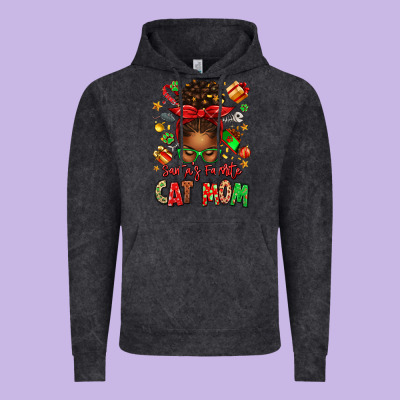 Santas Favorite Cat Mom Vintage Hoodie Designed By Texasbilliewilder