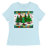 Baby Blue christmas trees tumbler Ladies Tee - BundleAndBundleShop
