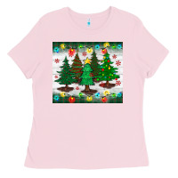 Bubblegum Pink christmas trees tumbler Ladies Tee - BundleAndBundleShop