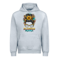 Heather Grey blessed mama messy bun Urban Hoodie - BarkalooDesign