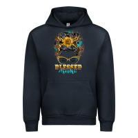 Navy blessed mama messy bun Urban Hoodie - BarkalooDesign