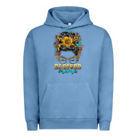 Pigment Pebble Blue blessed mama messy bun Urban Hoodie - BarkalooDesign