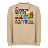 I Run On Coffee And Softball Frappe Heavyweight Sweatshirt | Teevron