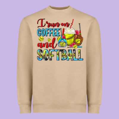I Run On Coffee And Softball Frappe Heavyweight Sweatshirt Designed By Fadigitalartstudio