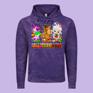 Happy Hallothanksmas Farm Animals Vintage Hoodie Designed By Texasbilliewilder