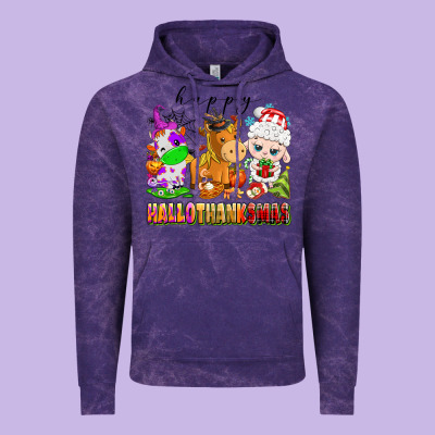 Happy Hallothanksmas Farm Animals Vintage Hoodie Designed By Texasbilliewilder