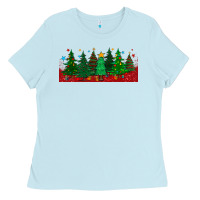 Baby Blue christmas trees libbey glass Ladies Tee - BundleAndBundleShop