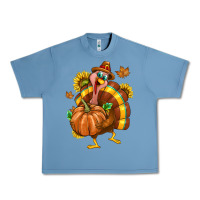 Pebble Blue Thanksgiving Turkey Urban Heavy Tee - texasbilliewilder