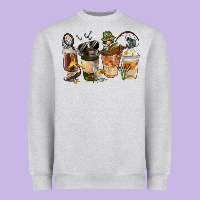 Fishing Coffee Cups Heavyweight Sweatshirt Designed By Fadigitalartstudio