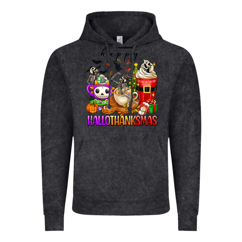Happy Hallothanksmas Skeleton Coffee Cups Vintage Hoodie by texasbilliewilder | Teevron
