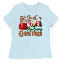 Baby Blue just a girl who loves christmas Ladies Tee - BundleAndBundleShop
